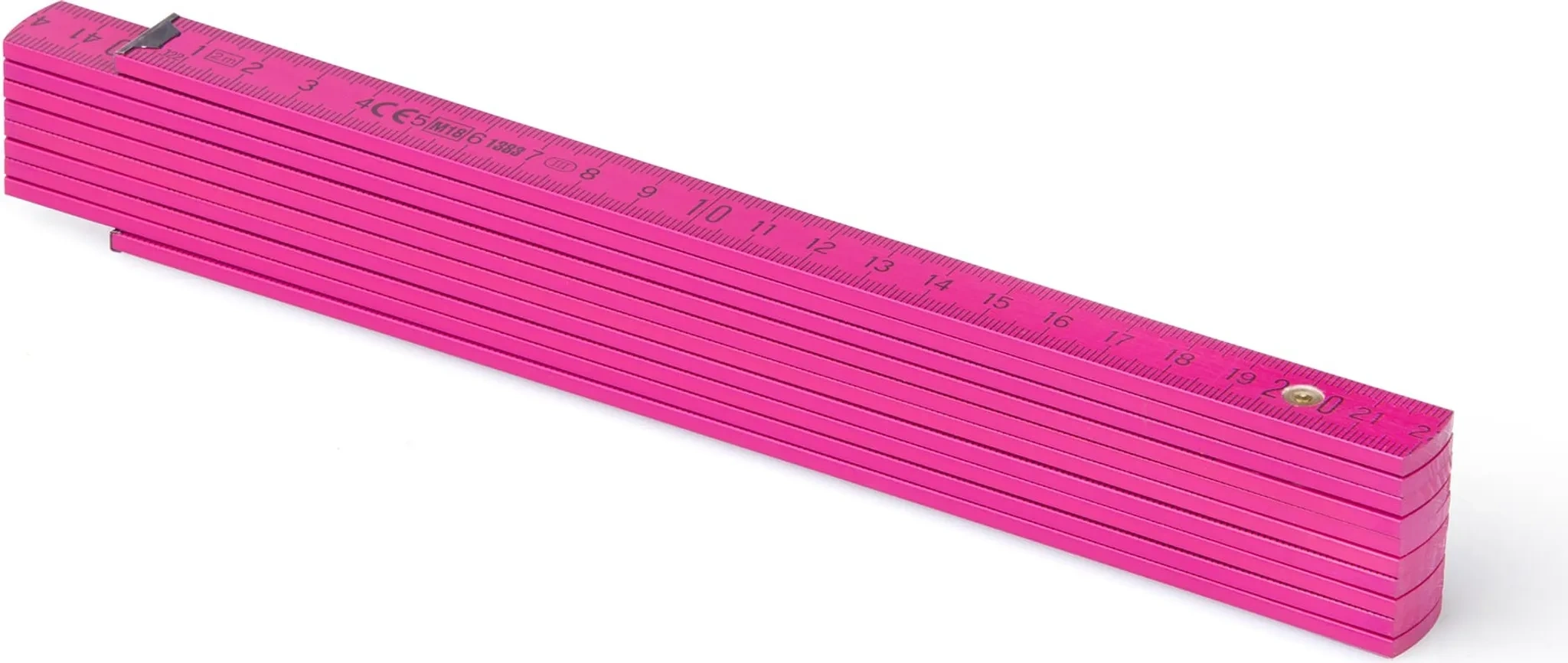 Zollstock 2 m – Buchenholz „BLOCK 52“ rosa, mit innenliegenden Scharnieren & Duplex-Teilung Zollstock 2 m – Buchenholz „BLOCK 52“ rosa, mit innenliegenden Scharnieren & Duplex-Teilung
